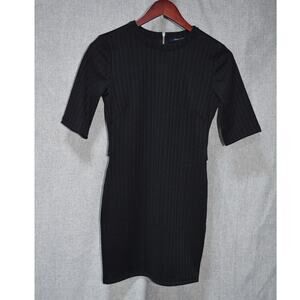 French Connection Ribbed Knit Bodycon Mini Dress Black Size 4